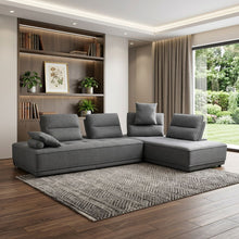 Load image into Gallery viewer, 100% Polyester Stationary L Shaped Two Piece Sofa Chaise - Gray