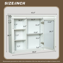 Load image into Gallery viewer, Wall Mounted Bathroom Storage Cabinet With Mirror, Medicine Cabinet With 6 Open Shelves And Adjustable Interior - White