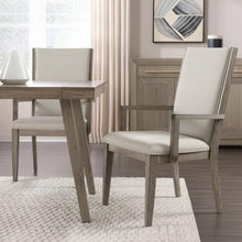 Load image into Gallery viewer, Fabric And Solid Wood Dining Arm Chairs (Set of 2) - Gray