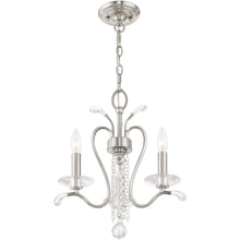 Load image into Gallery viewer, 18" Three Light Metal Dimmable Chandelier With Shades - Nickel / Clear