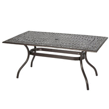 Load image into Gallery viewer, Celestine - Outdoor Cast Aluminum Dining Table With Floral Lattice Design And Umbrella Holder