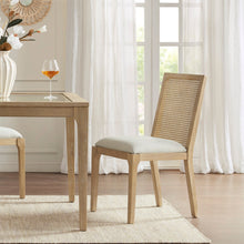 Load image into Gallery viewer, Dining Chair With Synthetic Cane Back And Upholstered Seat (Set of 2) - Natural