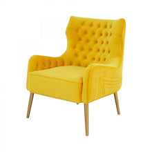 Load image into Gallery viewer, Gold Solid Color Arm Chair - Yellow Velvet And