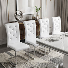 Load image into Gallery viewer, Faux Leather Metal Dining Side Chairs (Set of 4) - White / Silver