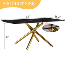 Load image into Gallery viewer, Luxurious Marble Patterned Dining Table With Metal Fork Legs