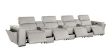 Load image into Gallery viewer, Top Grain Leather Reclining Metal USB Sofa (720424) - Light Gray