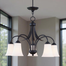 Load image into Gallery viewer, 18" Five Light Dimmable Chandelier With Shades - Black