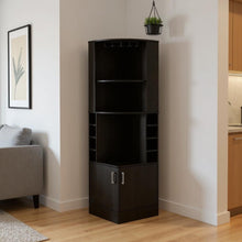 Load image into Gallery viewer, 71" Wood Corner Bar Cabinet With Two Doors - Black