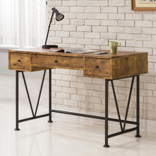 Load image into Gallery viewer, 3 Drawer Writing Desk With Handles - Brown