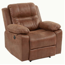 Load image into Gallery viewer, 1 Piece Single Power Recliner Pillow Top Arms Cushion Back With USB Port - Dark Brown