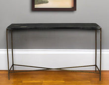 Load image into Gallery viewer, 48" Stone Frame Console Table - Black And Gold