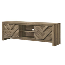 Load image into Gallery viewer, Chevron Patterned Living Room TV Stand - Light Brown