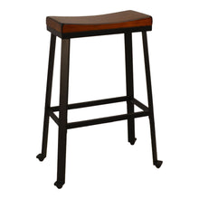 Load image into Gallery viewer, Steel Backless Bar Height Chair With Footrest 30" - Chestnut and Black