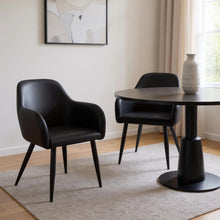 Load image into Gallery viewer, Faux Leather Dining Arm Chairs (Set of 2) - Black