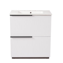 Load image into Gallery viewer, Fluted Bathroom Vanity With Ceramic Sink, Soft Close Slides