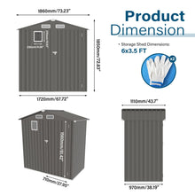 Load image into Gallery viewer, Compact Outdoor Storage Shed With Peaked Roof And Lockable Door - Gray
