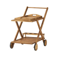 Load image into Gallery viewer, Riviera Bar Cart Stained Mobile With Wheels For Entertaining - Natural Stained