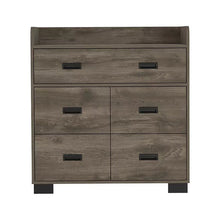 Load image into Gallery viewer, Wood Five Drawer Double Dresser - Dark Brown