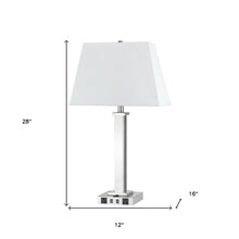 Load image into Gallery viewer, Metal USB Table Lamp With White Shade - Nickel