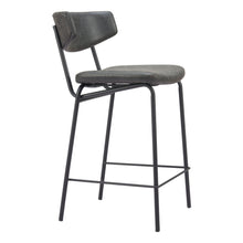 Load image into Gallery viewer, 30" Faux Leather And Steel Low Back Height Bar Chairs (Set of 2) - Black