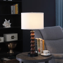 Load image into Gallery viewer, Polyresin Indents Table Lamp With White Shade - Dark Cherry