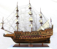 Load image into Gallery viewer, Hand Painted Model Boat Tabletop Sculpture (401966) - Brown