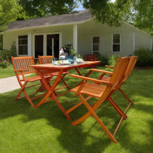 Load image into Gallery viewer, 5 Piece Patio Dining Set, 4 Folding Chairs & 1 Dining Table, Indoor And Outdoor Universal - Teak