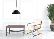 Load image into Gallery viewer, Sherpa And Gold Directors Arm Chair - White