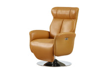 Load image into Gallery viewer, Tufted Genuine Leather Power Swivel Recliner (730559) - Burnt Umber