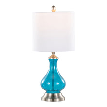 Load image into Gallery viewer, Jasmine - Contemporary Lamp - Clear Sapphire Blue Seeded / Nickel / White
