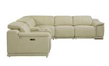 Load image into Gallery viewer, Italian Leather Power Reclining U Shaped Six Piece Corner Sectional With Console - Beige