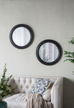 Load image into Gallery viewer, Circle Wall Mirror With Wooden Frame, Antique Classic Accent Mirror, For Living Room - Black