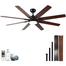 Load image into Gallery viewer, Large Ceiling Fans With Lights And Remote, Indoor / Outdoor Modern Ceiling Fan For Kitchen Living Room Patio, 6 Speed Reversible Quiet DC Motor, Dual Finish 8 Blades - Black