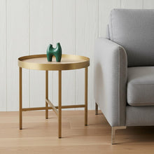 Load image into Gallery viewer, Manufactured Wood And Metal Round End Table - Gold And Oak