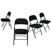 Load image into Gallery viewer, Faux Leather Steel Folding Chairs (Set of 4) - Black
