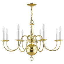 Load image into Gallery viewer, 21" Eight Light Dimmable Chandelier With Shades - Brass
