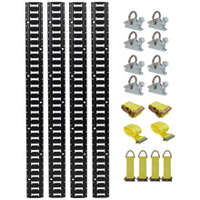 Load image into Gallery viewer, 18 Pieces E Track Tie-Down Rail Kit For Trucks, Vans, And Garages With O-Ring Anchors And Ratchet Straps - Black