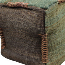 Load image into Gallery viewer, Jute Cube Pouf Ottoman - Green And Brown