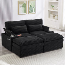 Load image into Gallery viewer, Convertible Loveseat Sofa With Storage, USB Ports, Cup Holders