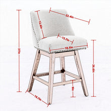 Load image into Gallery viewer, Counter Height Swivel Barstools, 26'' H Seat Height Upholstered Bar Stools (Set of 2), Fabric