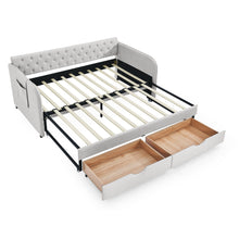 Load image into Gallery viewer, Daybed With Trundle And Storage Drawers, Flat Arms With Pocket