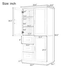 Load image into Gallery viewer, Tall And Wide Storage Cabinet With Doors, 3 Drawers