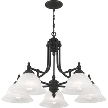 Load image into Gallery viewer, 18" Five Light Metal Dimmable Chandelier With Shades - Black