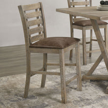 Load image into Gallery viewer, Dining Counter Height Chairs Modern Farmhouse Rustic Look Distressed Design Ladderback Solid Wood (Set of 2) - Grayish Brown