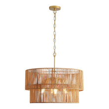 Load image into Gallery viewer, Chandelier, 2 Tier Boho Wabi Sabi Pendant Light, Hanging Ceiling Lamp - Gold