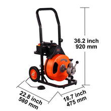 Load image into Gallery viewer, Drain Cleaning Machine 100Ft X 3/8" Auto Feed Sewer Snake - Orange