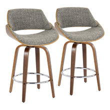 Load image into Gallery viewer, Fabrizzi - Mid Century Modern Fixed Height Counter Stool With Swivel With Round Footrest (Set of 2)