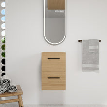 Load image into Gallery viewer, Floating Bathroom Vanity Drawer Base, Wall Mounted Storage With 2 Drawers - Light Oak