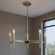 Load image into Gallery viewer, 20'' Five Light Dimmable Chandelier With Shades - Nickel / Pearl Silver