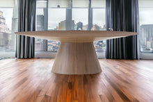 Load image into Gallery viewer, 95" Oval Solid Wood Pedestal Base Dining Table - Brown